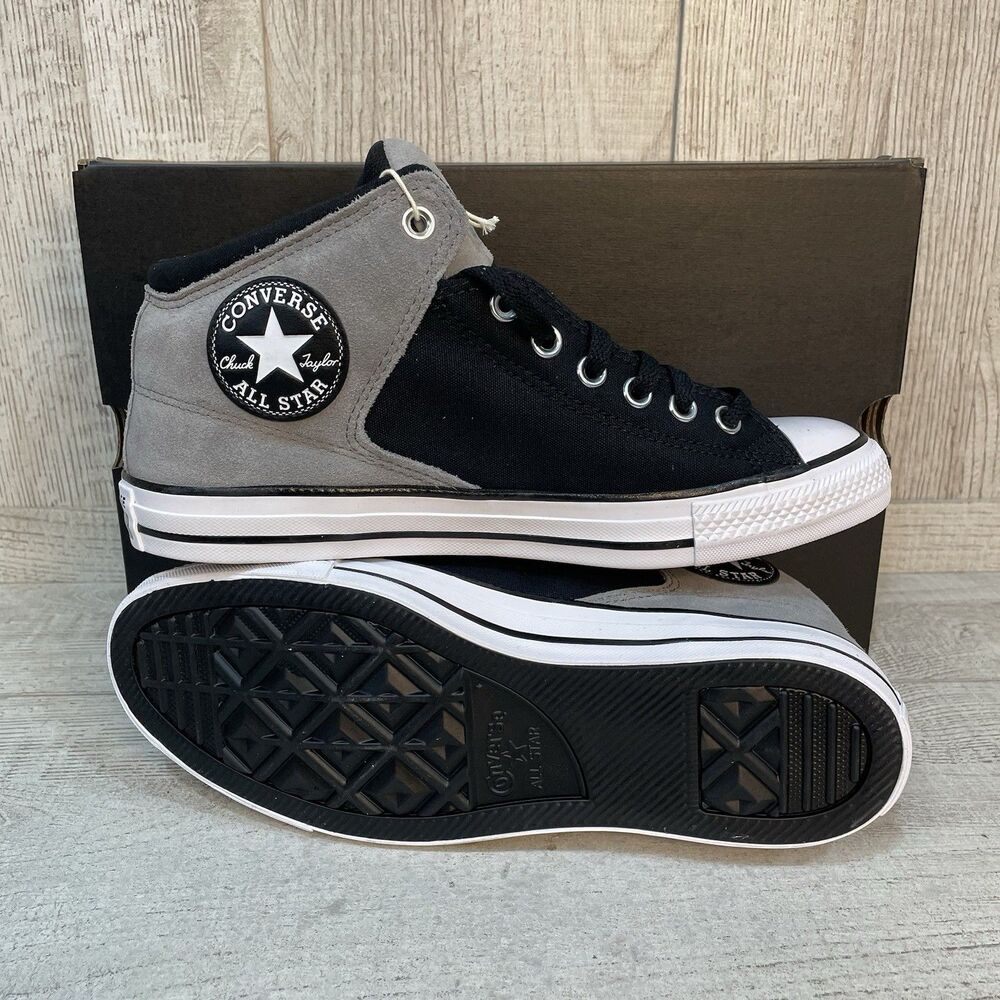 Converse Chuck Taylor CTAS High Street Mid Men 9 Shoes Grey Black Sneaker New